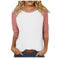 thumbnail image 1 of TSADFHJI Chandails en Molleton pour Femmes Petites Manches 3/4 Haut d'Été Décontracté Polyvalent Raglan Col Rond Chemise Décontractée Haut TTG, 1 of 5