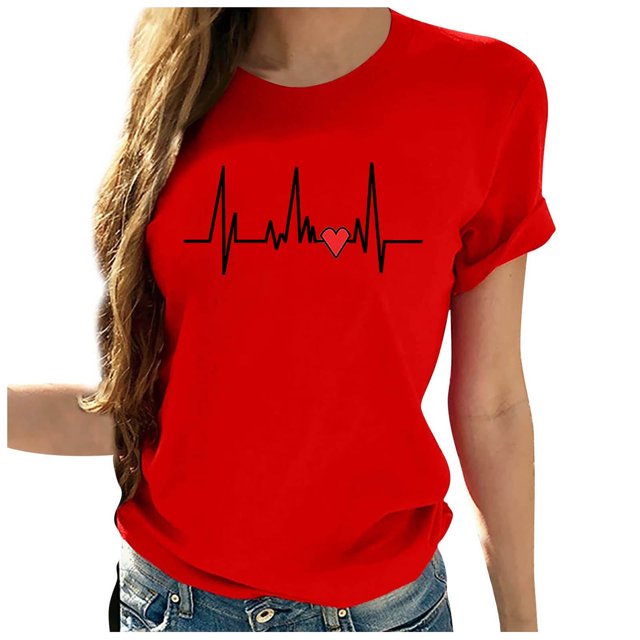 Birdeem Mode Femmes Chandail à Manches Courtes Imprimé Décontracté T-Shirt Blouse