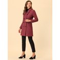 thumbnail image 3 of INSPIRE CHIC Women's Notched Lapel Collar Double Breasted Mid Length Overcoat Watermelon Red XL, 3 of 6