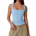 thumbnail image 1 of Dealovy Tank Tops for Women Square Neck Going out Tops Sleeveless Shirts Stretchy Slim Fitted Basic Tees, 1 of 4