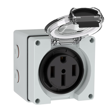 Boîte de Prise Électrique 50Amp, Réceptacle NEMA 14-50R 125/250 Volts Extérieur Anti-Poussière et Résistant aux Intempéries pour Véhicules Électriques, 1 * Boîte de Prise Électrique RV