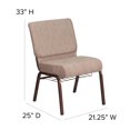 thumbnail image 2 of HERCULES Series 21''W Church Chair in Plum Fabric with Cup Book Rack - Gold Vein Frame, 2 of 9