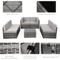 thumbnail image 4 of AECOJOY 7 PCS Patio Conversation Set, PE Rattan Wicker Outdoor Sectional Set with Cushions and Coffee Table, Patio Dining Set for Garden in Grey Rattan & Grey Cushion, 4 of 8