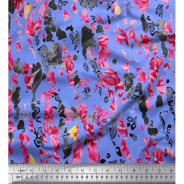 Soimoi Poly Georgette Fabric Animal Skin Texture Printed Fabric 1 Yard 52 Inch Wide