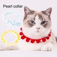 thumbnail image 4 of CBFFDC Cat Necklace Handmade Beautiful Fake Pearl Decor Fur Ball Pet Dog Collar Pet Neck Circle, 4 of 7
