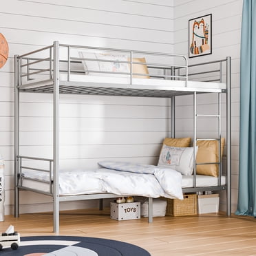 Ktaxon Lit Superposé Jumeau sur Jumeau en Acier, 78 Pouces x 42 Pouces x 65 Pouces avec Échelle pour Chambre Dortoir pour Enfants Adultes, Gris