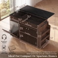 thumbnail image 2 of OMCHOM 48" Walnut Rolling Kitchen Island - Power Outlet, Drop Leaf, 2 Drawers, 3 Doors, Trash Can Cabinet Spice & Towel Rack, 2 of 9