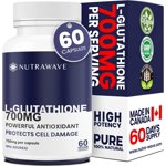 Nutrawave L-Glutathione 700 mg – Support antioxydant pour la peau & Santé immunitaire, Fermentation-source, 60 Capsules de végétaliens, sans OGM, sans gluten, fabriquées au Canada