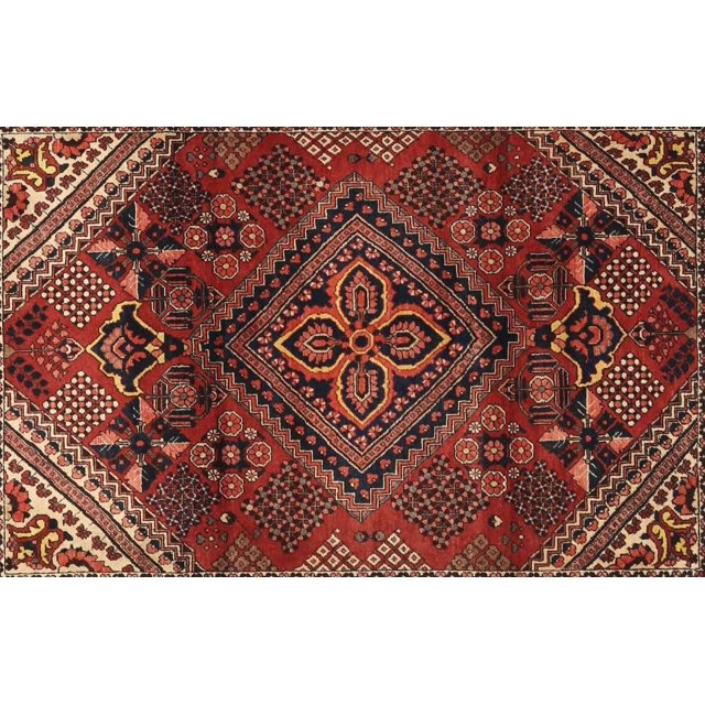 Ahgly Tapis Rectangulaire Traditionnel Rouge Cramoisi Lavable en Machine, 4 Pieds x 6 Pieds