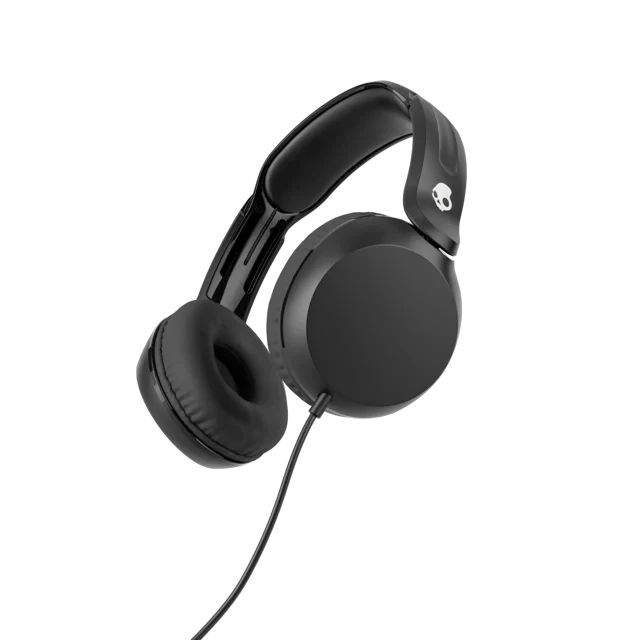 SKULLCANDY ICON 180 Écouteurs Filaires TRUE BLACK Centrés à l'Avant sur l'Oreille avec Serre‐tête Ajustable (12–18 cm), Pliables et Sécuritaires pour Enfants, Bonnets Noirs Légers, Câble Plat en nylon Sans Enchevêtrement avec microphone Intégré et Commandes d'Appel/médias Faciles, Prise Universelle 3,5 mm. Souvent Utilisé pour l'Apprentissage à Distance Ou les Voyages.