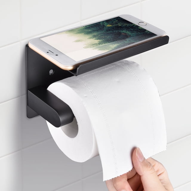 Aquaterior Porte-Papier Toilette Mural en Acier Inoxydable Robuste Noir Mat