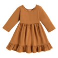 thumbnail image 1 of SXcggal One Robe Unie de Printemps et d'Automne pour Petites Filles, Manches Longues, Col Rond, Jupe Trapèze, Respirante, Mignonne, Décontractée, Robe pour Fille, 1 of 6