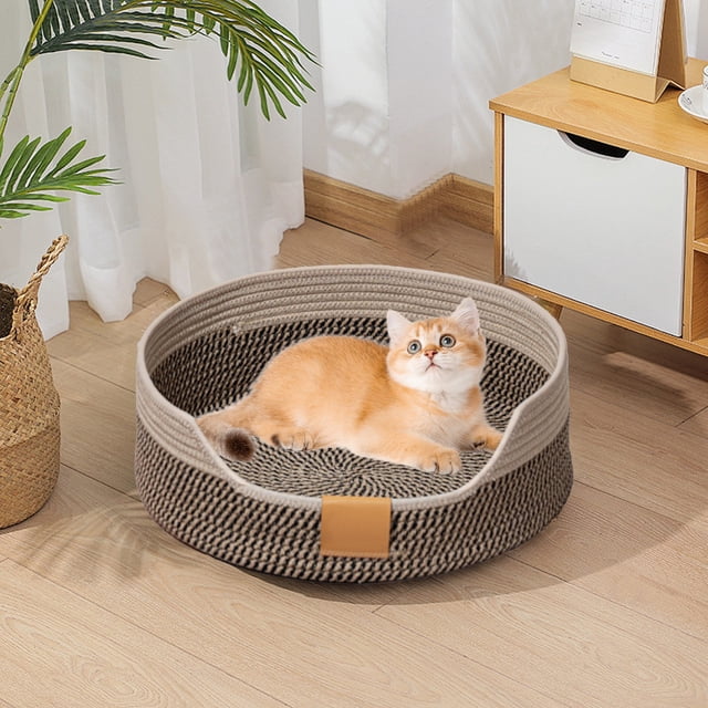 EGNMCR Pet All Season Universal Hand Woven Sleeping Mat Scratching Board Small Dog Kennel Rattan Beds Nest Cat Bed