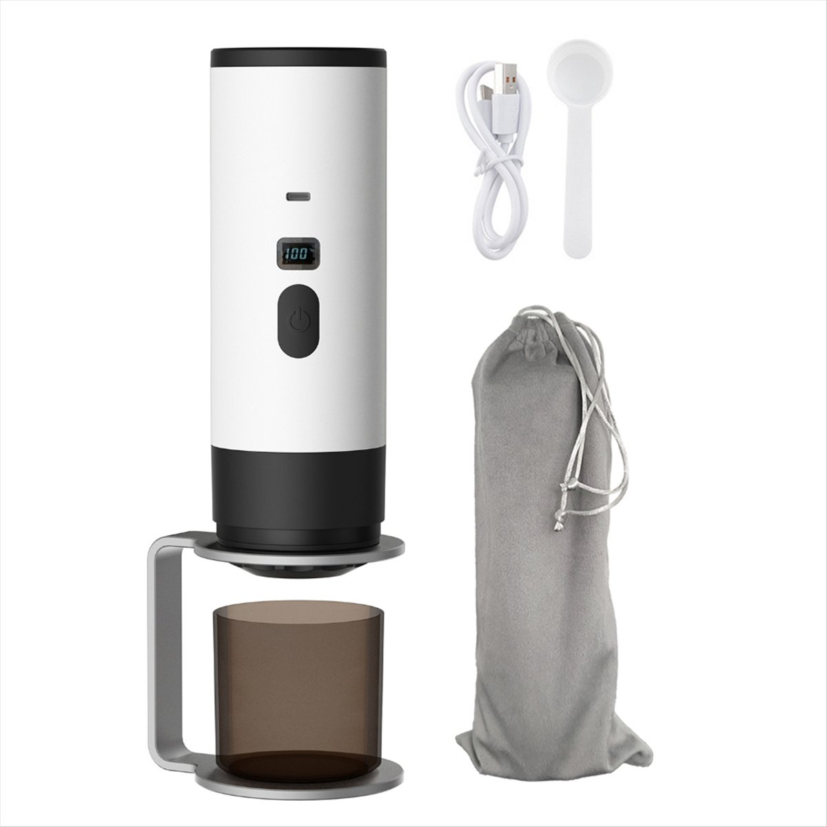 Portable Espresso Coffee Maker - Electric Self-Heating 2-in-1 Machine for Travel, Car & Hiking - Fast Brew Anywhere