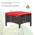 thumbnail image 3 of Costway Ensemble de 2 Coussins Repose-Pieds en Rotin pour Patio Poignée en Bois Rouge, 3 of 7