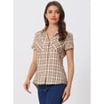 thumbnail image 3 of INSPIRE CHIC Chemise à Carreaux pour Femme en Coton Style Boyfriend à Boutons devant à Manches Courtes, 3 of 6