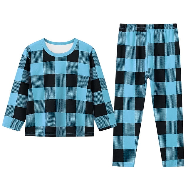 WEAIXIMIUNG Tout-Petits Enfants Bébés Garçons Filles Pyjamas à Carreaux Imprimés Manteaux d'Hiver Pantalons Ensembles Tenue 2-3 Ans