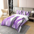 thumbnail image 3 of Erosebridal Housse de Couette Chic Géométrique 100 % Coton Format Simple, Rayures Orchidée Housse de Couette 100 % Coton Simple, Décor Abstrait, Réversible 2 Pcs (Sans Couette), 3 of 8