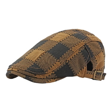 Fgnfyis Men's British Retro Plaid Beret Spring and Fall New Forward Cap Outdoor Sun Tongue Cap Berets Hat for Men Khaki