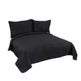 thumbnail image 2 of Marina Decoration Solid Embossed Pinsonic Coverlet Bedspread Bedding Ultra Soft Summer Quilt Set with Shams, Black Color, 2 of 6