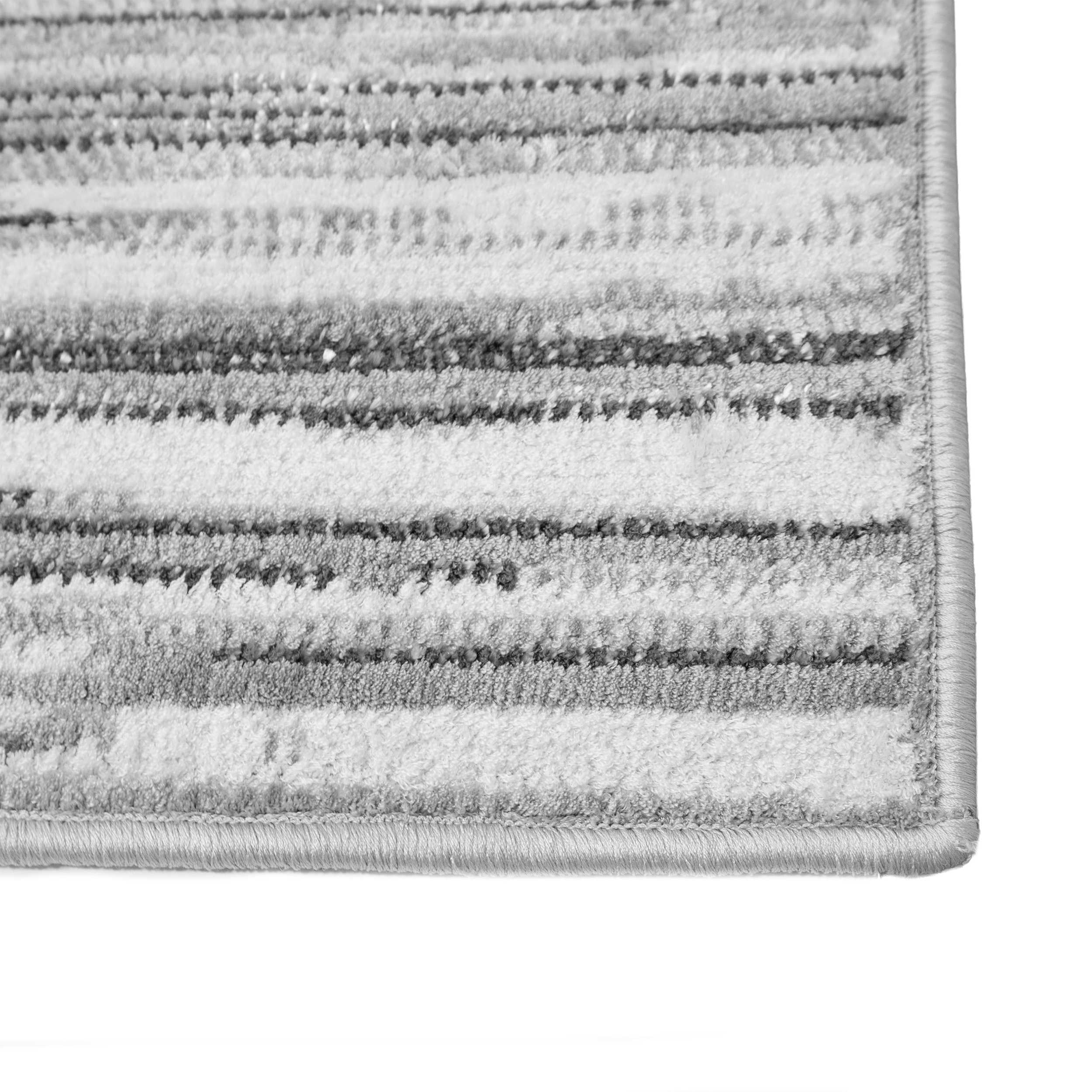 Tapis Mainstays Moderne Abstrait À Poils Ras, Blanc Et Argent, 30 in × 45 in, Salle De Bain, Chambre, Couloir, Cuisine.