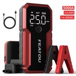 FEATOU Car Jump Starter,5000A Peak 12V Battery Jump Starter Pack for All Gas and up to 7.0L Diesel Engine,Portable Battery Booster Box with USB Quick Charge and Type C Supersafe