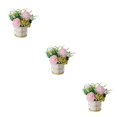 thumbnail image 1 of relayinert Simulation Flower Set Low Maintenance Easy To Clean Fake Peony Silk Hydrangea Flower Silk Artificial Flowers With Vase Pinellia Pink 3Set, 1 of 6