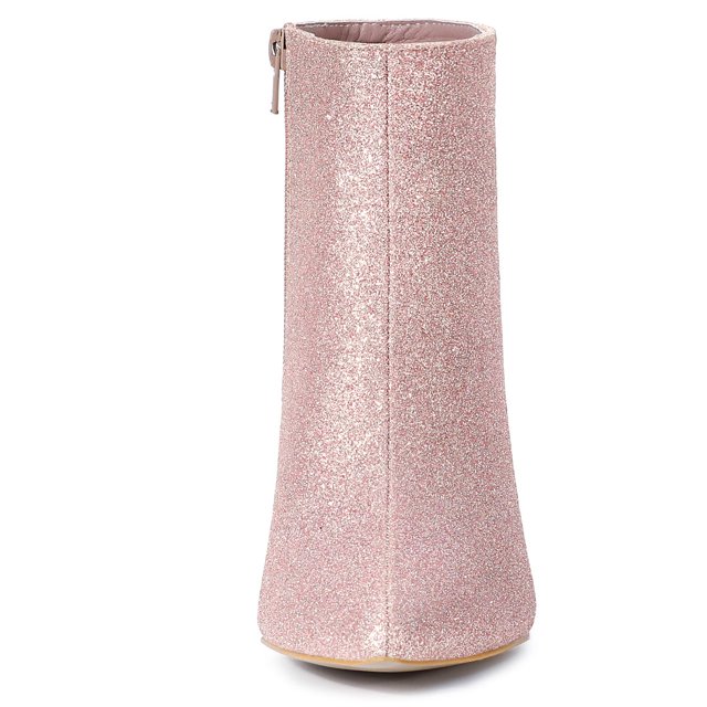 Unique Bargains Bottines Chelsea à Paillettes pour Femmes à Bout Pointu à Talon Bloc