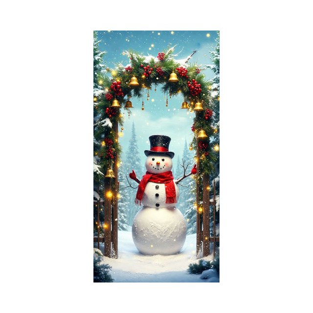 Qiulaii 3 Pcs Rideau de Porte de Noël Festif avec Père Noël, Décoration de Fête en Polyester pour Porte d'Entrée, Mur et Fête, Décor Intérieur Réutilisable 35*71 Po