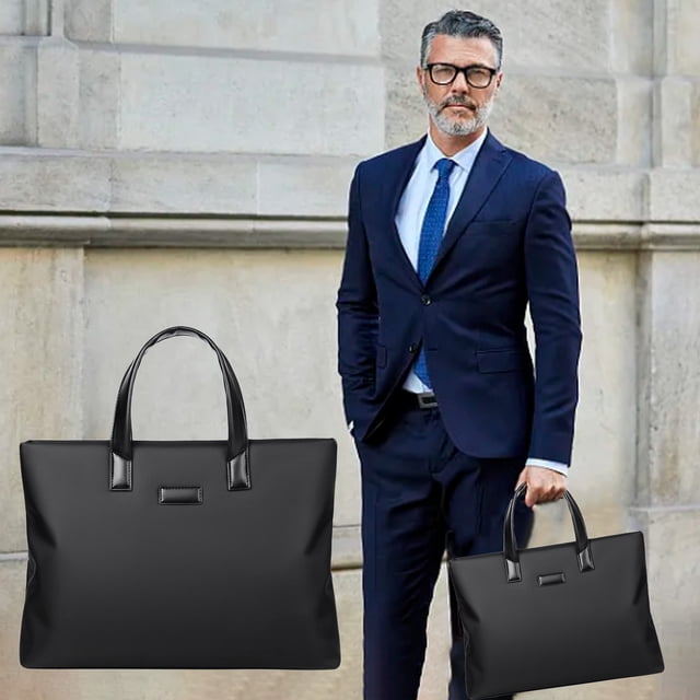 LADIGASU Sac Porte-Documents Portable en Tissu Oxford à Grande Capacité, Noir, Conçu pour les Professionnels. Doté de Poignées Ergonomiques, Matériau en Tissu Oxford durable, et de Multiples Compartiments pour documents, Électroniques et Accessoires. Convient aux Réunions d'Affaires, aux Séances de Formation et aux Déplacements Quotidiens. Dimensions : 37x28x6cm.