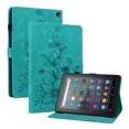 thumbnail image 2 of FJLBDE Étui pour Amazon Kindle Fire 7 (12e Gén., Version 2022), Portefeuille Folio à Rabat en Cuir PU à Motif Floral Embossé avec Support, Vert, 2 of 7