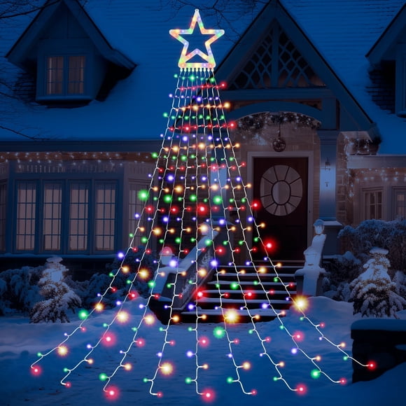 DAYBETTER Guirlandes Lumineuses de Noël pour l'Extérieur, Lumières Étoilées en Cascade avec 317 DEL, pour Sapin de Noël, Décoration du Nouvel An (Étoile-Multicolore)