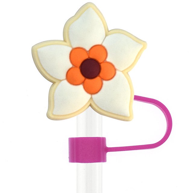 Glass Straw Dust Plug PVC Straw Cap 10MM Universal Creative Cute Flower Straw Accessory