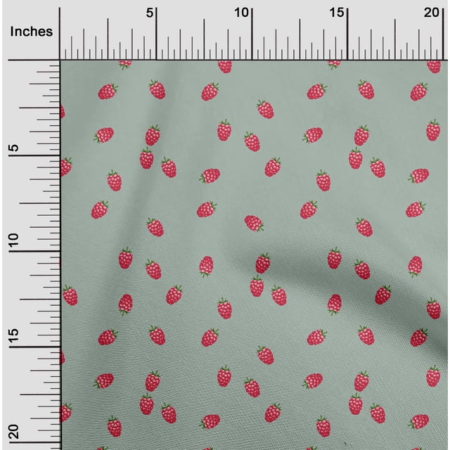 oneOone Organic Cotton Voile Fabric Raspberry Fruit Printed Fabric 1 Yard 42 Inch Wide