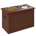 thumbnail image 1 of PawHut Elevated Dog Bowls, Pet Feeder for Large Dogs with Storage, Brown, 1 of 10