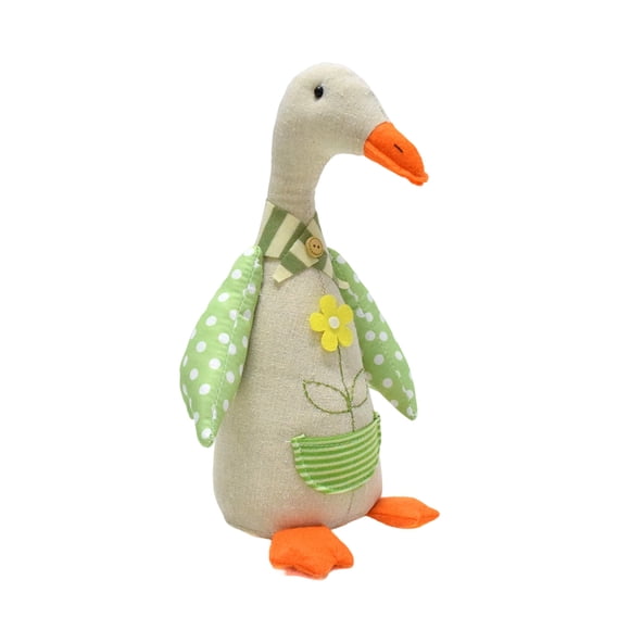 Tauxra Pink Duck Ornament Figurine, 10 Inch Soft Plush Mallard with Bow, Cute Fabric Bird Stuffed Animal for Farmhouse Home Decor, Polka Dot , Girl Gift