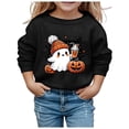 thumbnail image 1 of GDREDA Chandails à Capuchon et Chandails pour Filles, Mignons, Imprimés, Col Rond, Manches Longues, Mode Halloween pour Enfants, Noir, 5-6 Ans, 1 of 4