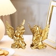 thumbnail image 3 of facefd 2pcs Cupid Angel Statue Tabletop Cherub Home Decor Garden Ornament Golden, 3 of 7