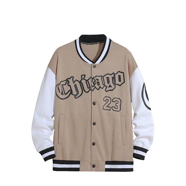 Faithtur Men's Spring Autumn Casual Coat Long Sleeve Letter Printed Button Up Contrast Color Baseball Jacket
