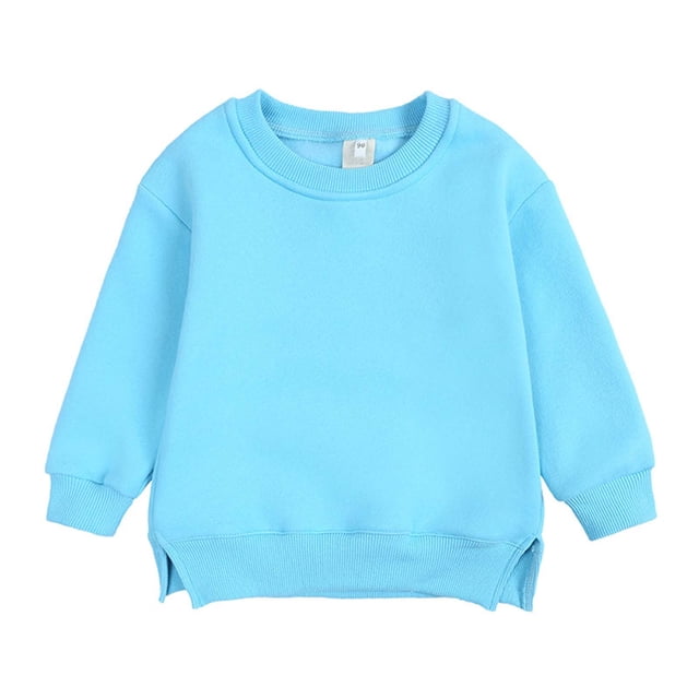 cfhntfmh Chandail pour Filles Garçons Molleton Confortable Col Rond Manches Longues Chandail de Base Doux Extensible Fente Latérale à Capuche