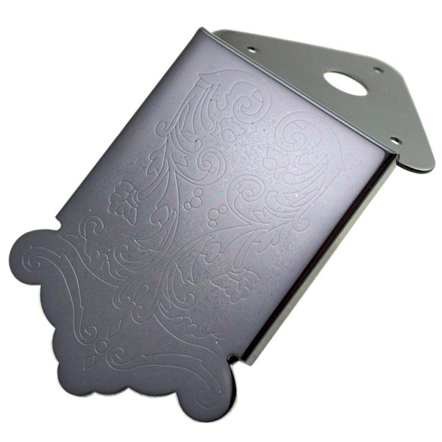 MERIGLARE Black Mandolin Tailpiece Bridge Tail Flower Pattern Metal 47x48.5mm Luthiers