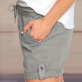 thumbnail image 2 of Plebaso 2025 Womens Drawstring Casual Shorts Elastic Waist Roll up Solid Color Summer Shorts with Pockets, 2 of 5
