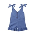 thumbnail image 1 of Baby Girls Summer Sleeveless Romper Lace-up Button Down Ruffled Jumpsuit, 1 of 9