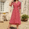 thumbnail image 3 of Chaussures Habillées pour Femmes Mode Décontractée Col en V Chiffon Floral Boho Plage Manches Courtes Robe Manches Courtes Robe Boho Plage Robe Courte Boho Sandales Mode pour Femmes, 3 of 6