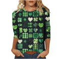 thumbnail image 2 of Mceream Manches 3/4 St Patricks Day Shirt Hauts pour Femmes Printemps Col Rond T-Shirts Décontractés Blouses à Imprimé Floral T-Shirts Graphiques Tenues d'Été Hauts Bohèmes Grande Taille Chemises à Imprimé Shamrock TTTTG, 2 of 5