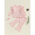 thumbnail image 4 of Gupgi 2Pcs Baby Girl Fall Outfits Ruffle Infant Long Sleeve Sport Print Tops + Flare Pants Set Toddler Clothes, 4 of 9