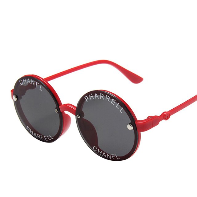 Opperiaya Children's Sunglasses with Round Letters Printed Clear Wear Resistant Sunglasses