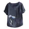 thumbnail image 3 of Birdeem Womens Summer Casual Round Neck Short Sleeve Printing Loose Shirt Tops, 3 of 5