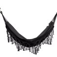 thumbnail image 1 of Double Hammock Wearable Portable Rustic Tassel Adult Hammock with 2 Tie Ropes Storage Bag for Camping Indoor Outdoor Black, 1 of 2