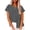 Grey, variant on Pisexur Cotton Linen Tops for Women Casual Crewneck Short Sleeve Button Down Going Out Tops Summer Loose Breathable Womens Blouses S-2XL White